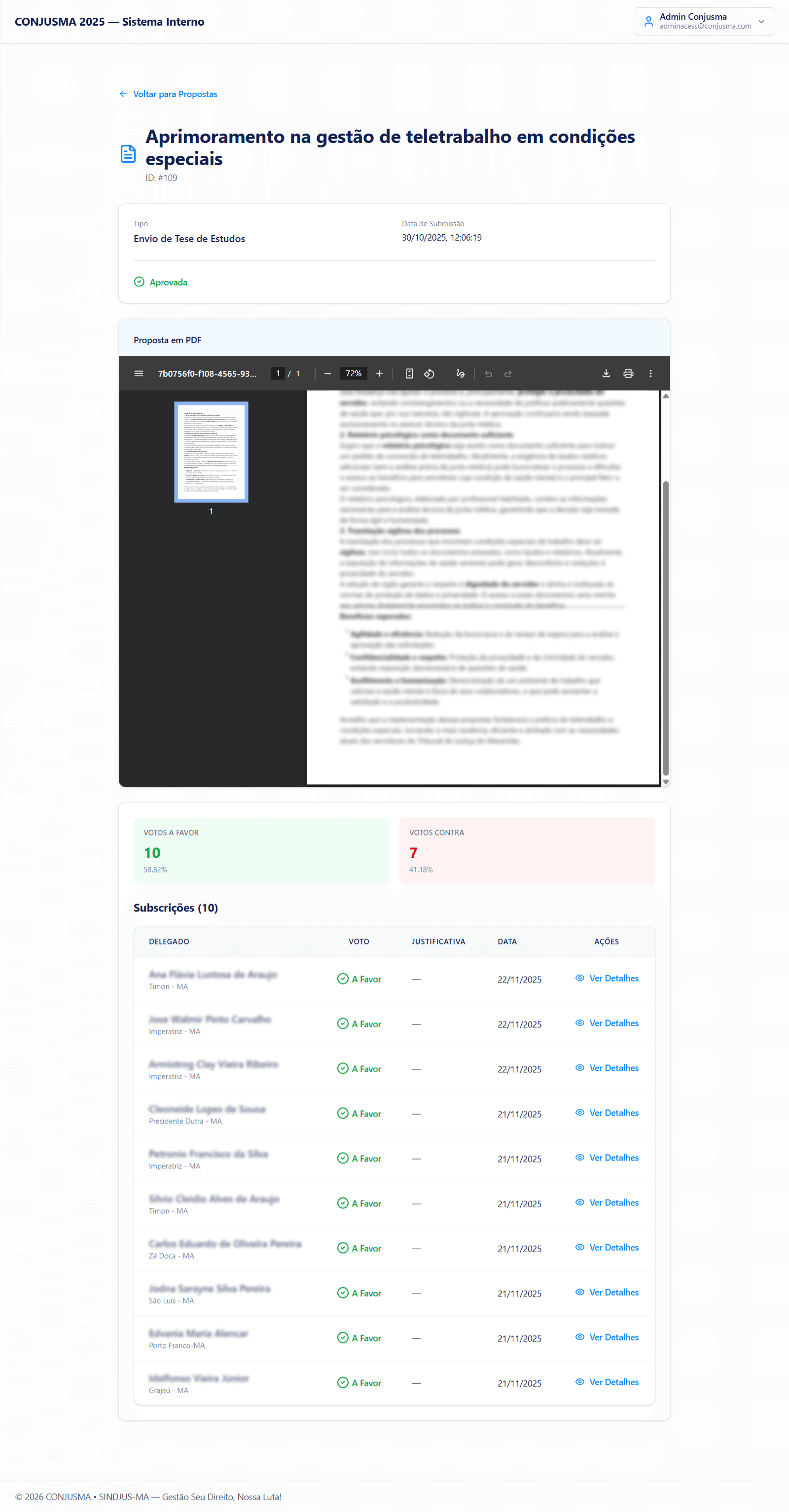 Detalhes de uma proposta