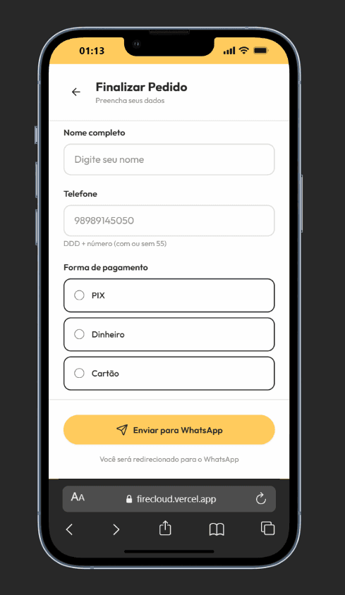 Pagina de checkout (mobile)