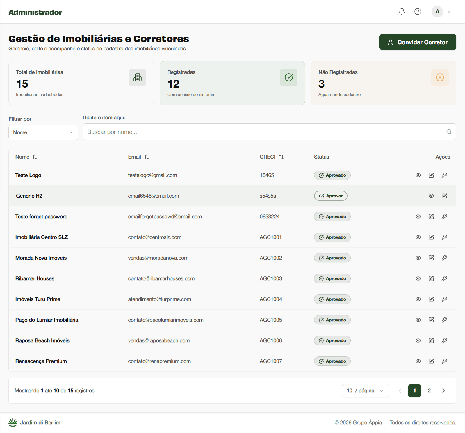Lista de Imobiliárias
