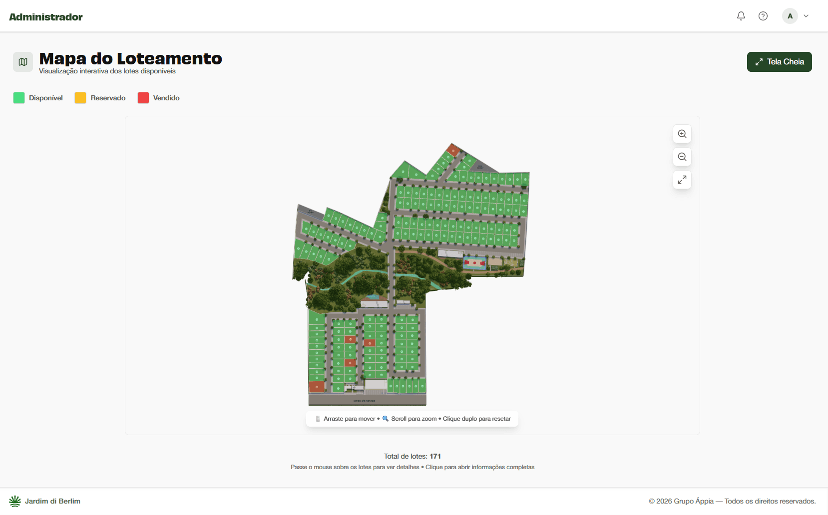 Mapa interativo de lotes